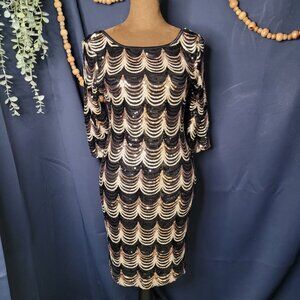 Sequin Party Dress Black and Gold Size Juniors Large